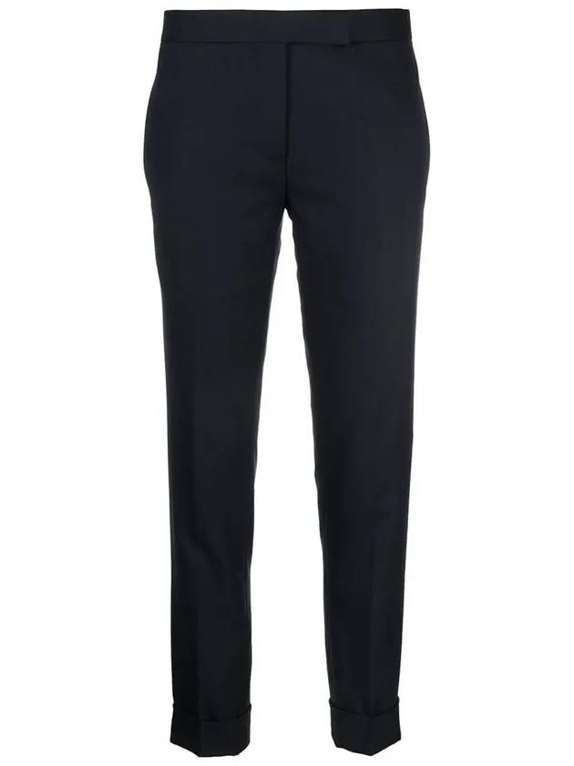 Cropped Tailored Twill Wool Skinny Straight Pants Navy - THOM BROWNE - BALAAN 3