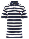 Embroidery Logo Stripes Cotton Polo Shirt White Navy - POLO RALPH LAUREN - BALAAN 1