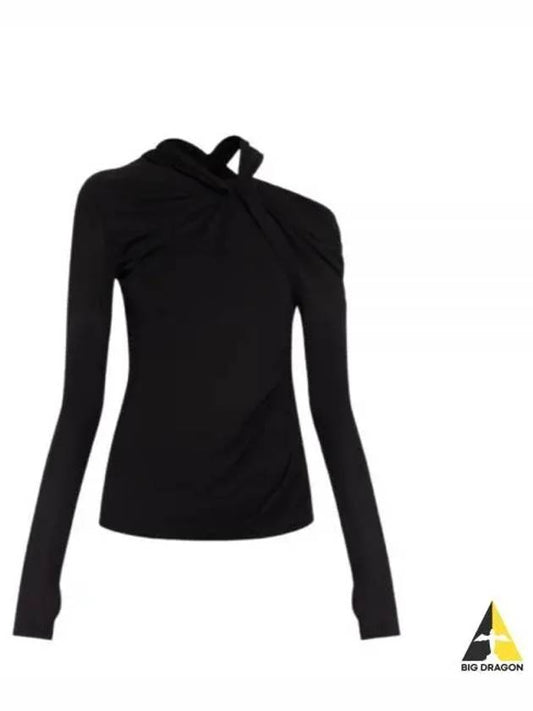 Cold Shoulder Long Sleeve T-Shirt Black - HELMUT LANG - BALAAN 2