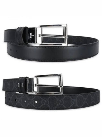 Men s Rectangular Buckle Reversible Leather Belt Black 771105 BTTAN 1000 1065345 - GUCCI - BALAAN 1