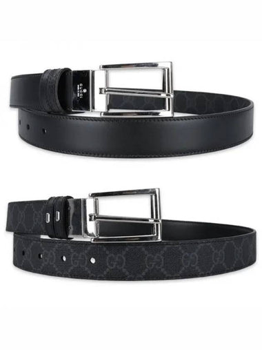 Men s Rectangular Buckle Reversible Leather Belt Black 771105 BTTAN 1000 271366 1065345 - GUCCI - BALAAN 1