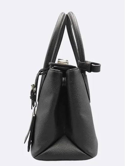 BN2823 Black Saffiano Leather Silver Logo Lock Tote Bag Shoulder Strap 2WAY - PRADA - BALAAN 2