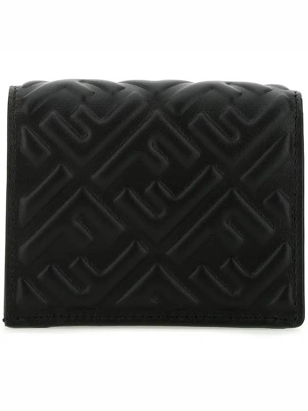 gold-plated FF embossed leather wallet black - FENDI - BALAAN.