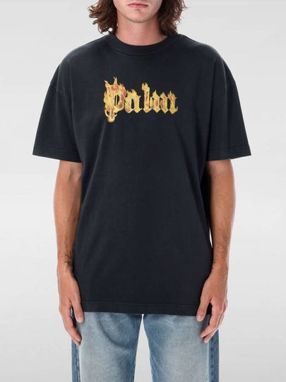 Palm Angels Burning Logo Short Sleeve T Shirt Black - PALM ANGELS - BALAAN 2