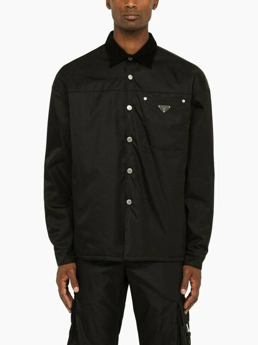 Men's Triangle Logo Re-Nylon Long Sleeve Shirt Black - PRADA - BALAAN 2