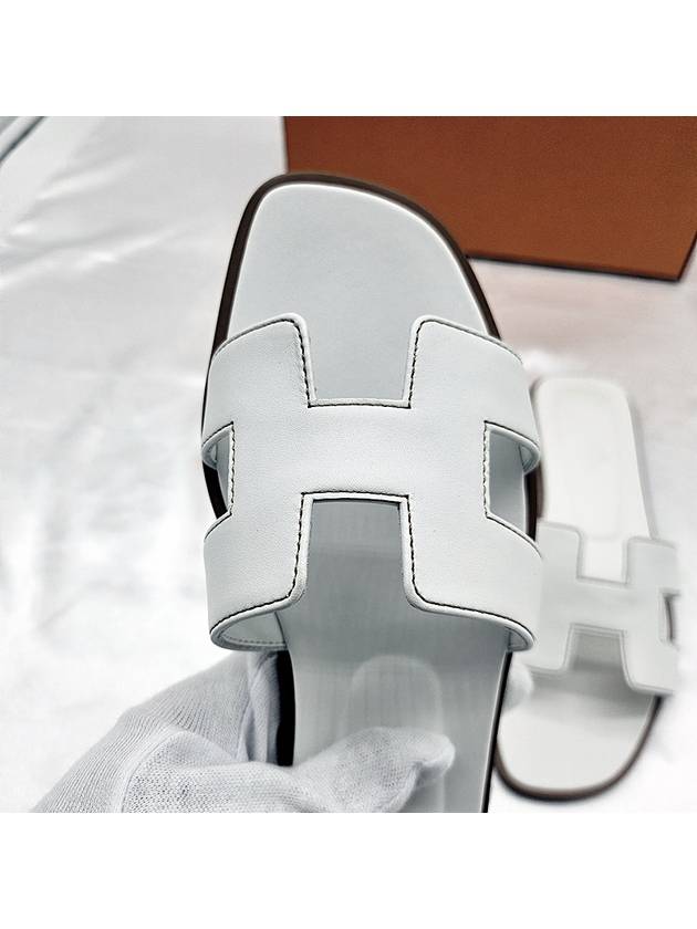 Oran Calfskin Slippers Blanc - HERMES - BALAAN 7