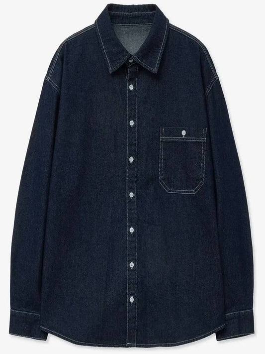 Overfit washed denim shirt dark indigo - BLONDNINE - BALAAN 1