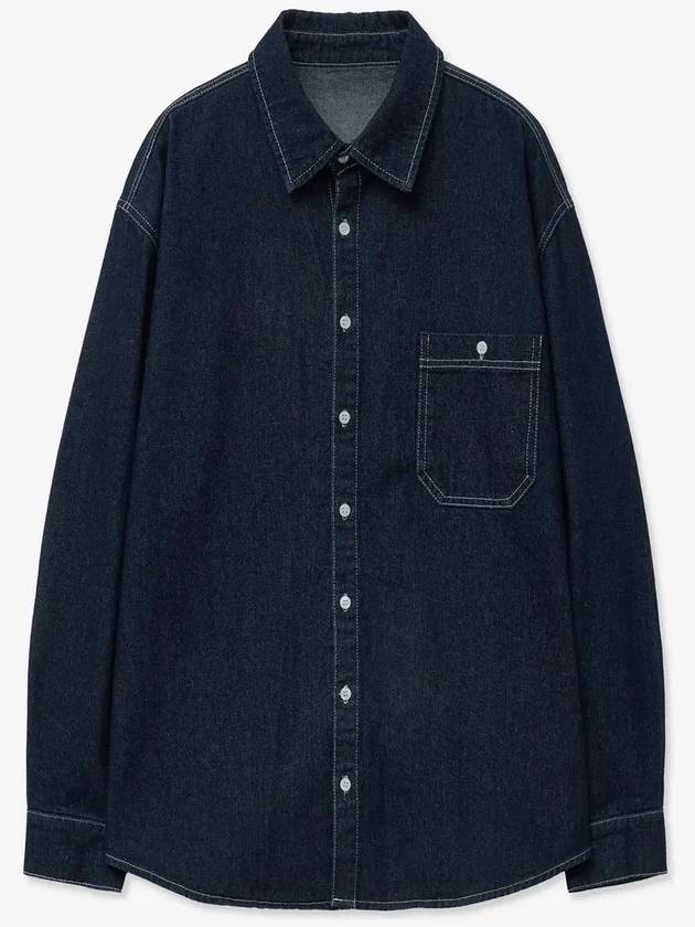 Overfit washed denim shirt dark indigo - BLONDNINE - BALAAN 3