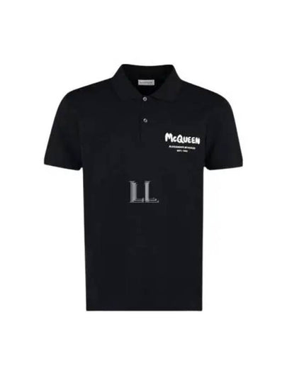 Graffiti Logo Short Sleeve Polo ShirtBlack - ALEXANDER MCQUEEN - BALAAN 2