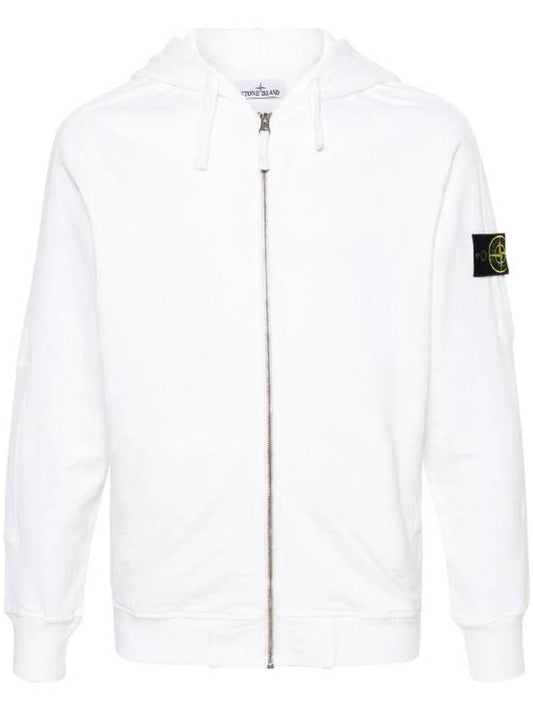 Men's Garment Dyed Malfile Zip Up Hoodie White - STONE ISLAND - BALAAN 1