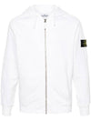 Men's Garment Dyed Malfile Zip Up Hoodie White - STONE ISLAND - BALAAN 1