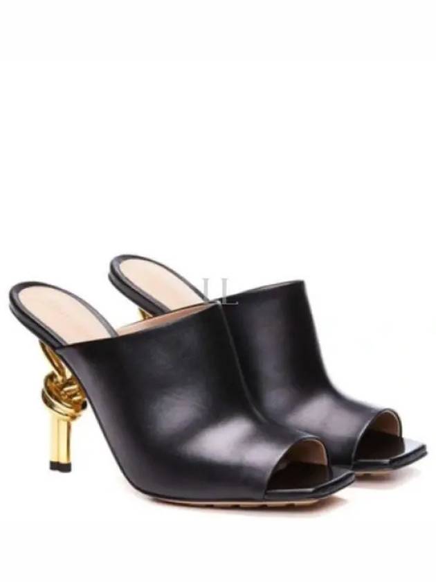 Knot Leather Heels Mules Black - BOTTEGA VENETA - BALAAN 2