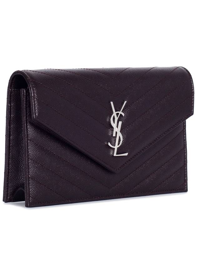 Monogram Matelasse Envelope Chain Cross Bag Dark Brown - SAINT LAURENT - BALAAN 3