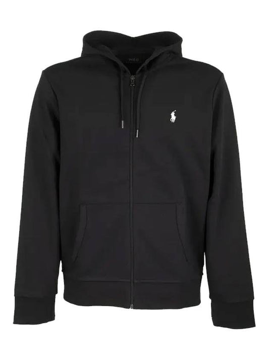 Embroidered Logo Zip Up Hoodie Black - POLO RALPH LAUREN - BALAAN 1