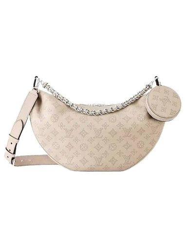 Women's Baia MM Mahina Leather Shoulder Bag Galette Grey - LOUIS VUITTON - BALAAN 1