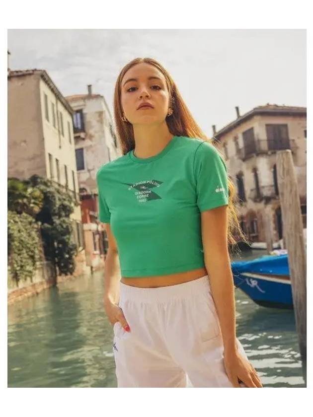 Diadora Stadium Active Crop Short Sleeve T Shirt Women GREEN - DIADORA - BALAAN 1