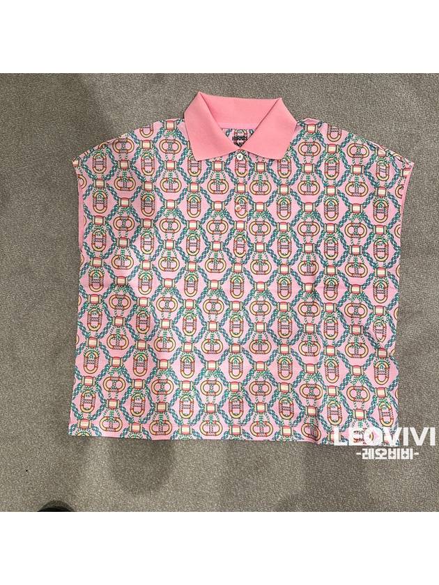 Women's T-Shirt Canoe Print Polo Neck Short Sleeve T-Shirt Rose Pop 36 H3E4602DB7I36 - HERMES - BALAAN 4