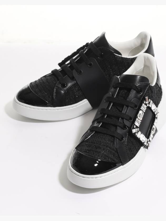 Viv Buckle Fabric Low Top Sneakers Black - ROGER VIVIER - BALAAN 3