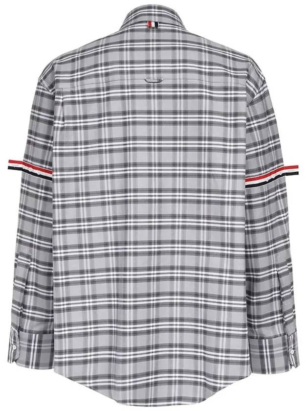 Prince of Wales Armband Oversized Long Sleeve Shirt Medium Grey - THOM BROWNE - BALAAN 4