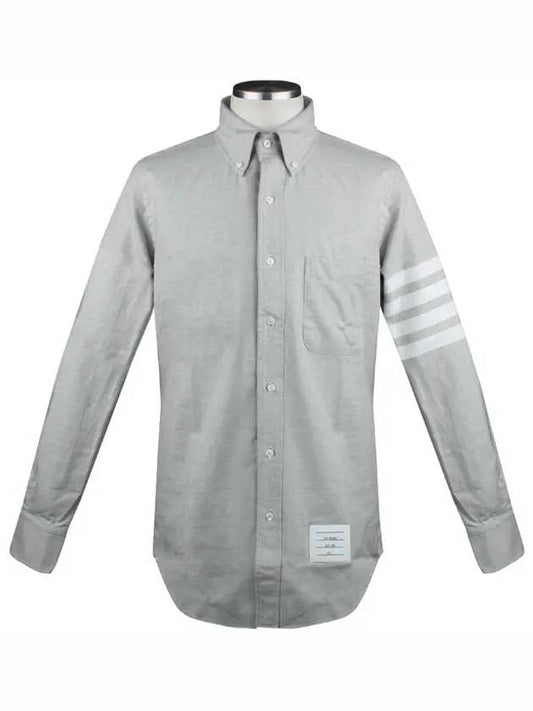 Men's Diagonal Solid Flannel Long Sleeve Shirt Grey - THOM BROWNE - BALAAN 2