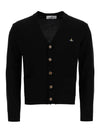 Logo Embroided Button Wool Cardigan Black - VIVIENNE WESTWOOD - BALAAN 2