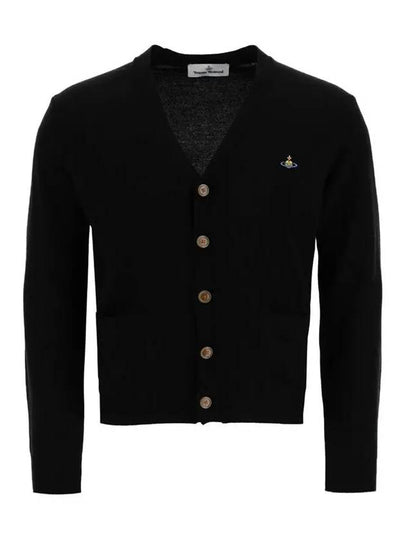 Logo Embroided Button Wool Cardigan Black - VIVIENNE WESTWOOD - BALAAN 2