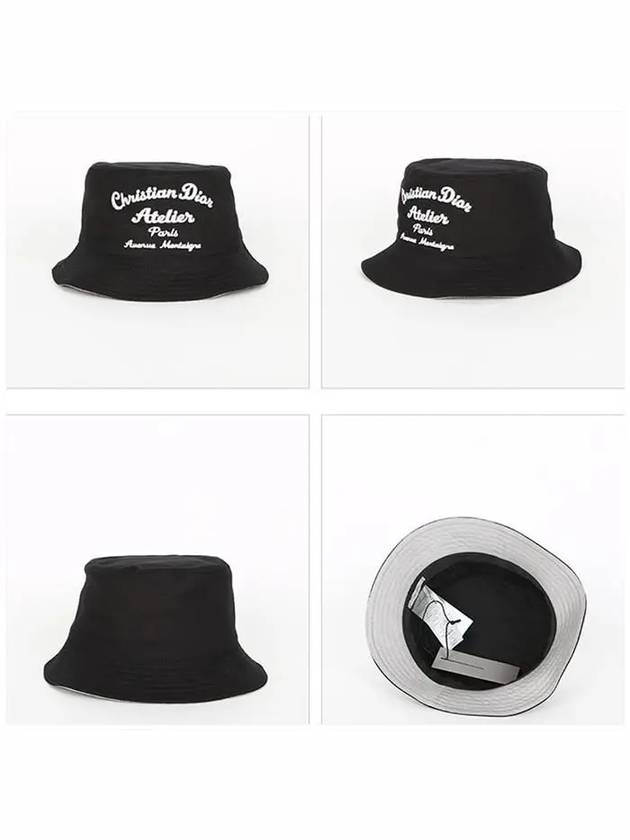 Atelier Embroidered Cotton Canvas Bucket Hat Black - DIOR - BALAAN 3