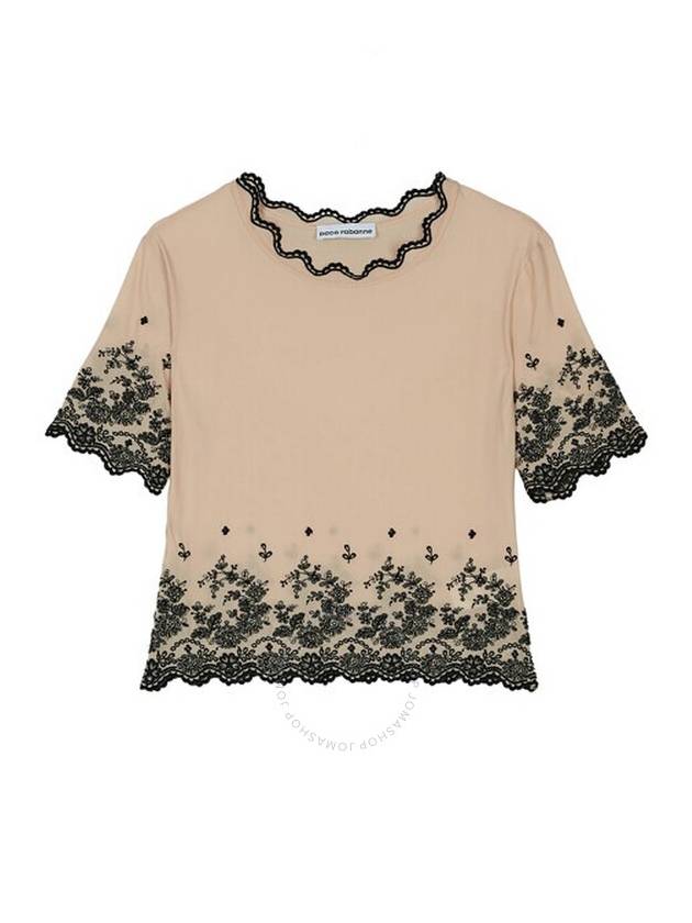 Rabanne Ladies Nude Floral Embroidered Blouse, Brand Size 36 (US Size 4) - PACO RABANNE - BALAAN 1