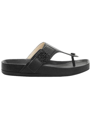 Anagram Thong Leather Flip Flop Sandals Black - LOEWE - BALAAN 1