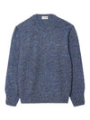 Logo Patch Crew Neck Wool Knit Top Blue - LACOSTE - BALAAN 1