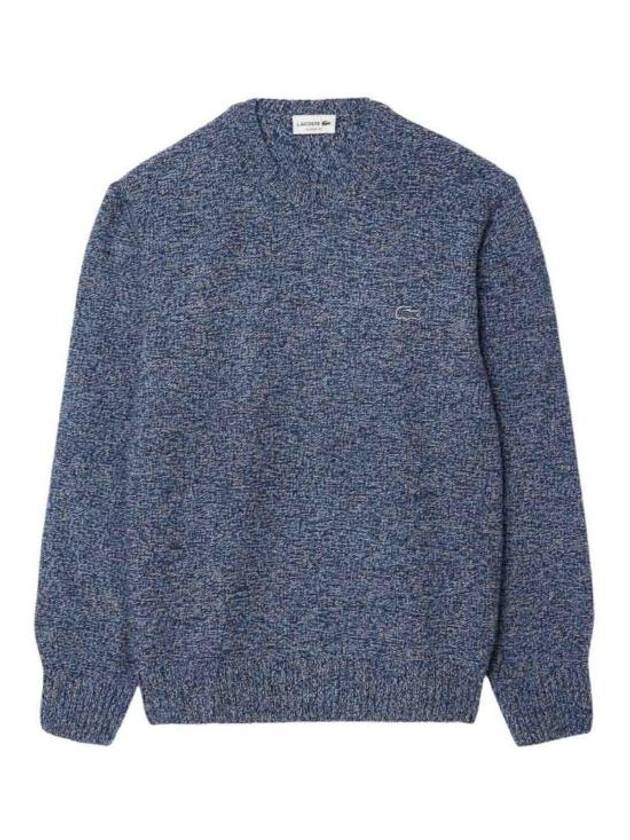 Logo Patch Crew Neck Wool Knit Top Blue - LACOSTE - BALAAN 1