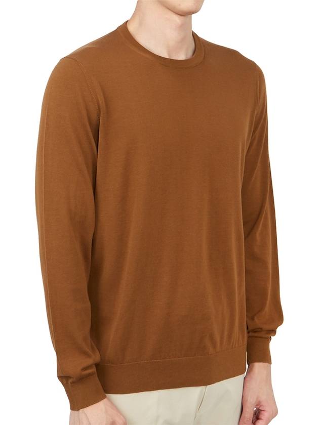 Men's Crew Neck Cotton Knit Top Brown - DRUMOHR - BALAAN 4