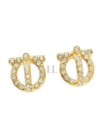 Gancini 3D Crystal Earrings Gold - SALVATORE FERRAGAMO - BALAAN 2