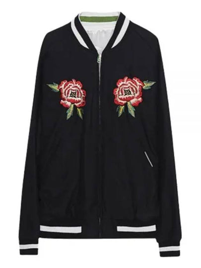 Embroidered French Reversible Bomber Jacket Black - KENZO - BALAAN 2