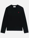 Chain Stitch Heart Logo Long Sleeve T-Shirt Black - AMI - BALAAN 2