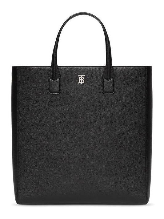 Monogram Motif Slim Leather Tote Bag Black - BURBERRY - BALAAN 1