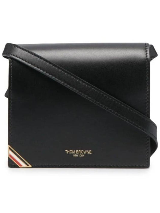 RWB Tab Enamel Strap Card Wallet Black - THOM BROWNE - BALAAN 2