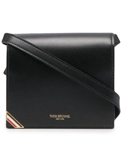 RWB Tab Enamel Strap Card Wallet Black - THOM BROWNE - BALAAN 2