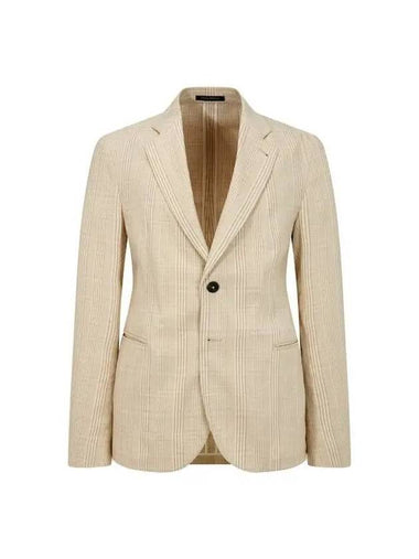 Men s Linen Blend Striped Jacket Beige 271003 - EMPORIO ARMANI - BALAAN 1