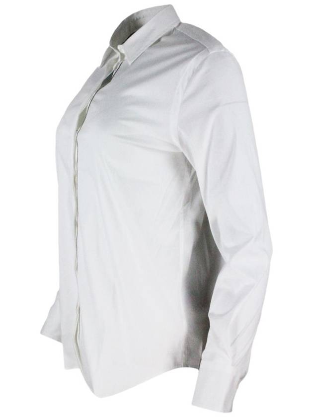 Stretch Cotton Purlin Long Sleeve Shirt White - BRUNELLO CUCINELLI - BALAAN 3