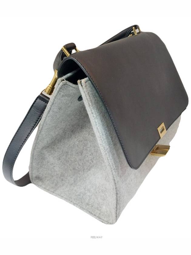 Trapeze Medium Black Gray Shoulder Bag - CELINE - BALAAN 4