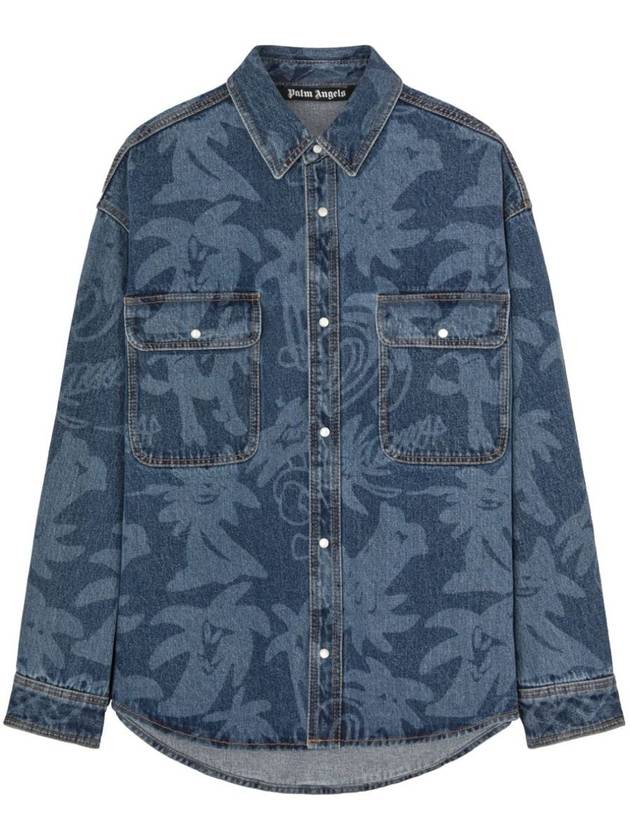 23 fw Denim Shirt WITH All-over PALMITY Print PMYD020E23DEN0014540 B0650471941 - PALM ANGELS - BALAAN 2