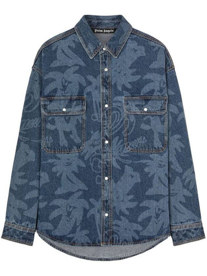 23 fw Denim Shirt WITH All-over PALMITY Print PMYD020E23DEN0014540 B0650471941 - PALM ANGELS - BALAAN 2