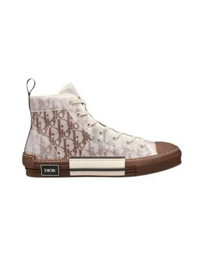 B23 Oblique Canvas High Top Sneakers Coffee - DIOR - BALAAN 2