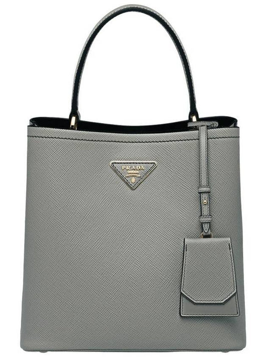 Pannier Saffiano Leather Medium Tote Bag Grey - PRADA - BALAAN 1