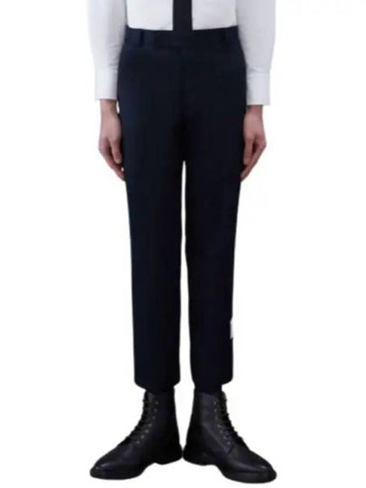 Men's Twill Unconstructed Cotton Straight Pants Navy - THOM BROWNE - BALAAN 2