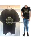 Golden Circle Logo Cotton Short Sleeve T-Shirt Black - BALMAIN - BALAAN 2