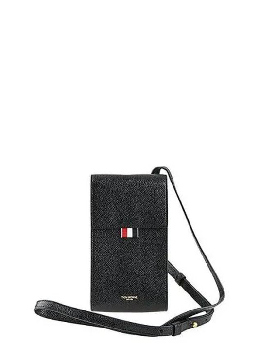 Three Stripes Strap Leather Phone Case Black - THOM BROWNE - BALAAN 2