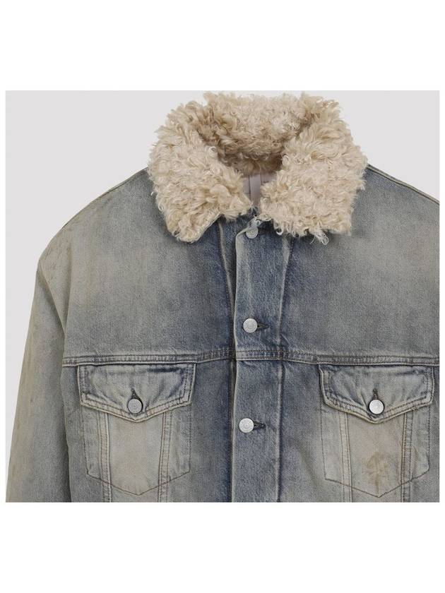 Fur Trim Oversized Fit Denim Jacket Mid Blue - ACNE STUDIOS - BALAAN 4