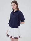 Rookie open collar neck quick dry t shirt NAVY - MONBIRDIE GOLF - BALAAN 5